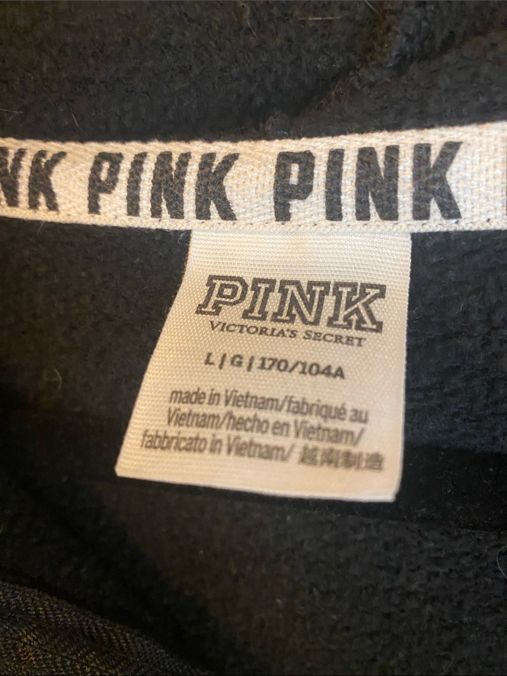 PINK Victoria's Secret Colorblock Half-Zip Hoodie - Black, White & Gray - Picture 3 of 4